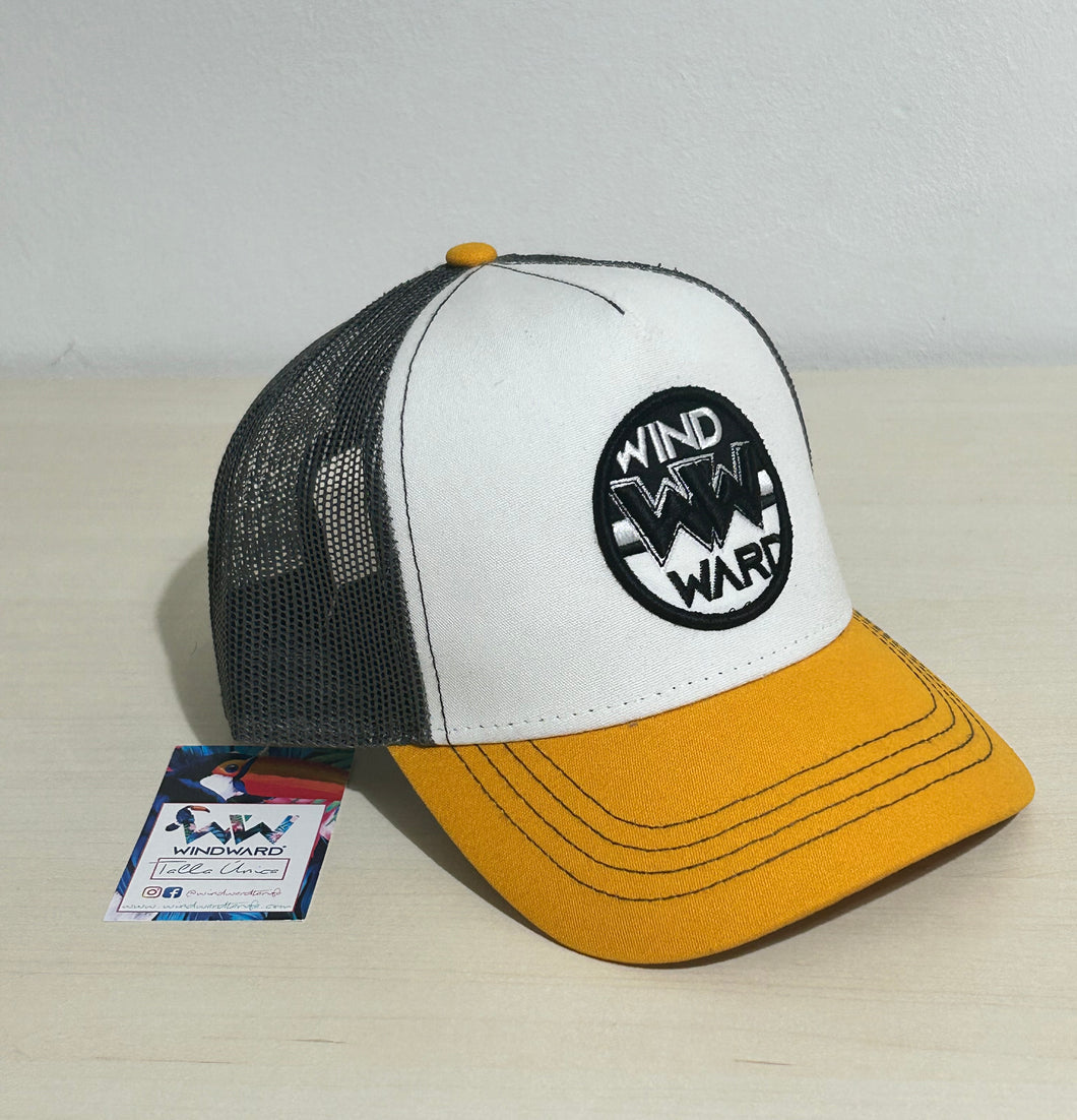 Gorra WW TRUCKER Blanca/Amarilla/Gris Oscuro Bordado 3D