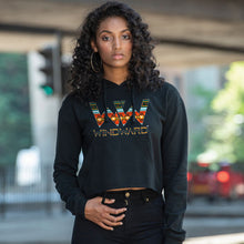 Cargar imagen en el visor de la galería, Sudadera CROP con capucha BOHO mujer Negra
