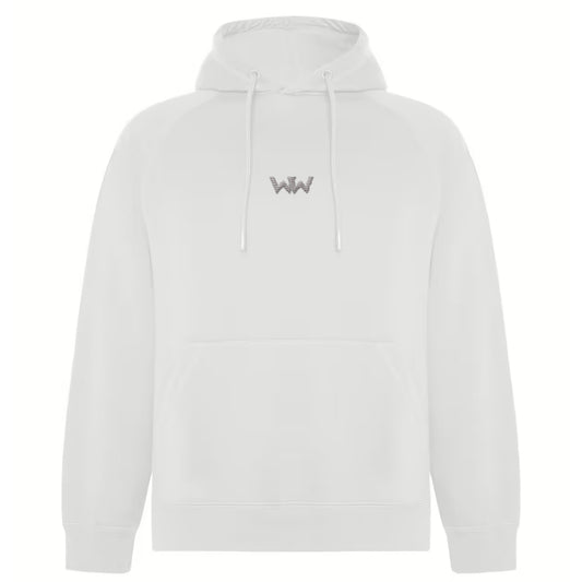 Sudadera Orgánica con capucha EMBRO Logo Bordado Unisex Blanca