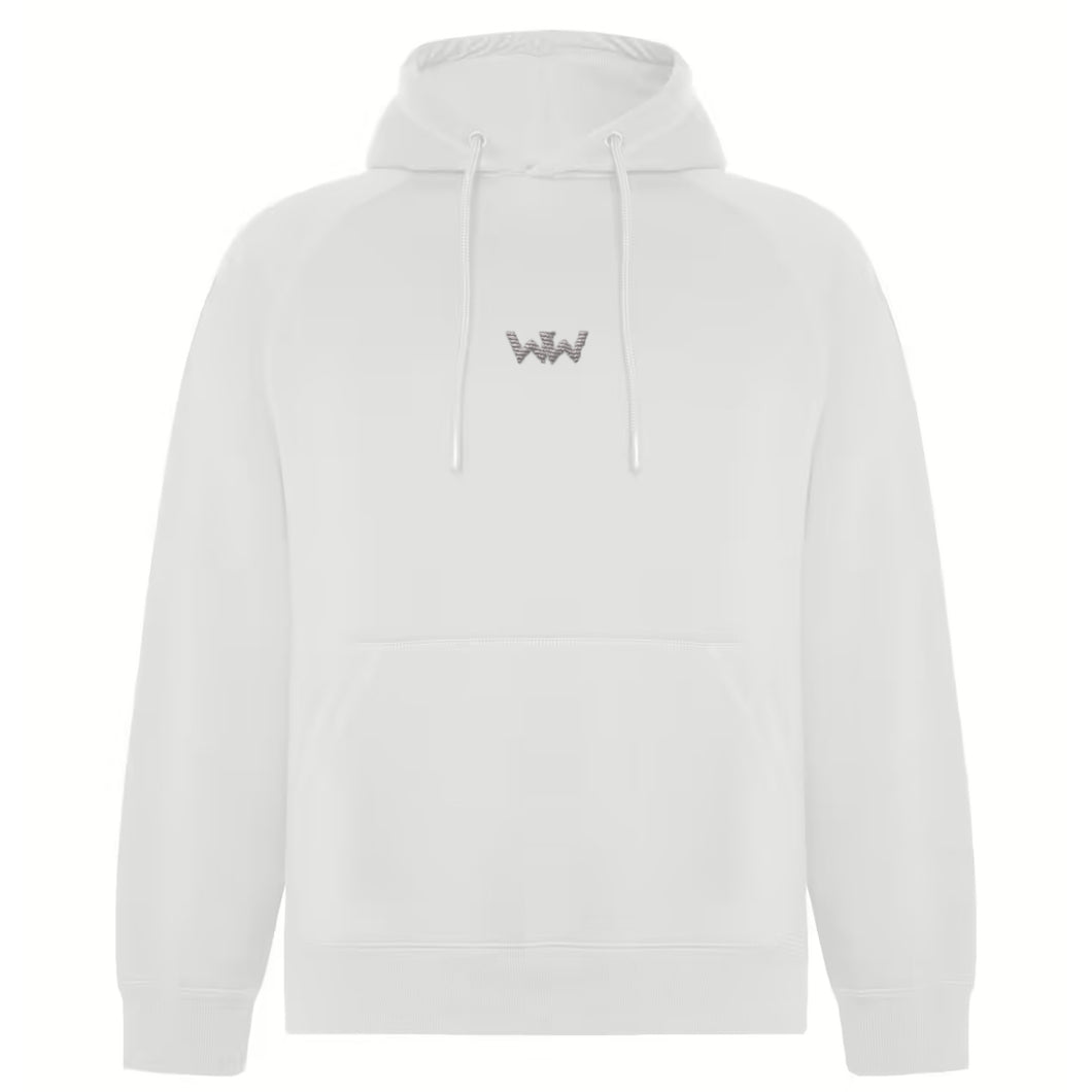 Sudadera Orgánica con capucha EMBRO Logo Bordado Unisex Blanca