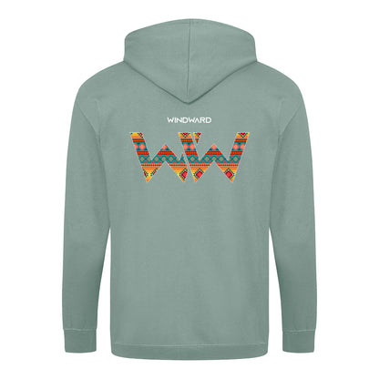 Sudadera con capucha y cremallera BOHO Unisex Verde Dusty